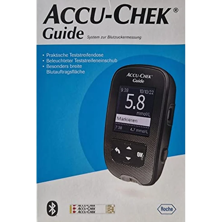 Accu-Chek Guide Set, Blutzuckermessgerät mit Granulat und Traubenzucker, mmol/l – Bild 2