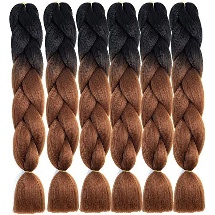 Shangxiu Braids Extensions 24" Braun, 6 Packs Hitzebeständige Haarverlängerungen zur individuellen Frisurgestaltung – Bild 2