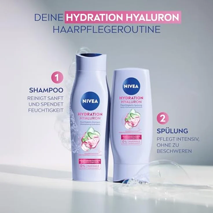 NIVEA Hydration Hyaluron Feuchtigkeits-Spülung 200 ml, Conditioner mit Hyaluron & Gurkenextrakt für strahlenden Glanz & Spannkraft, vegan – Bild 4