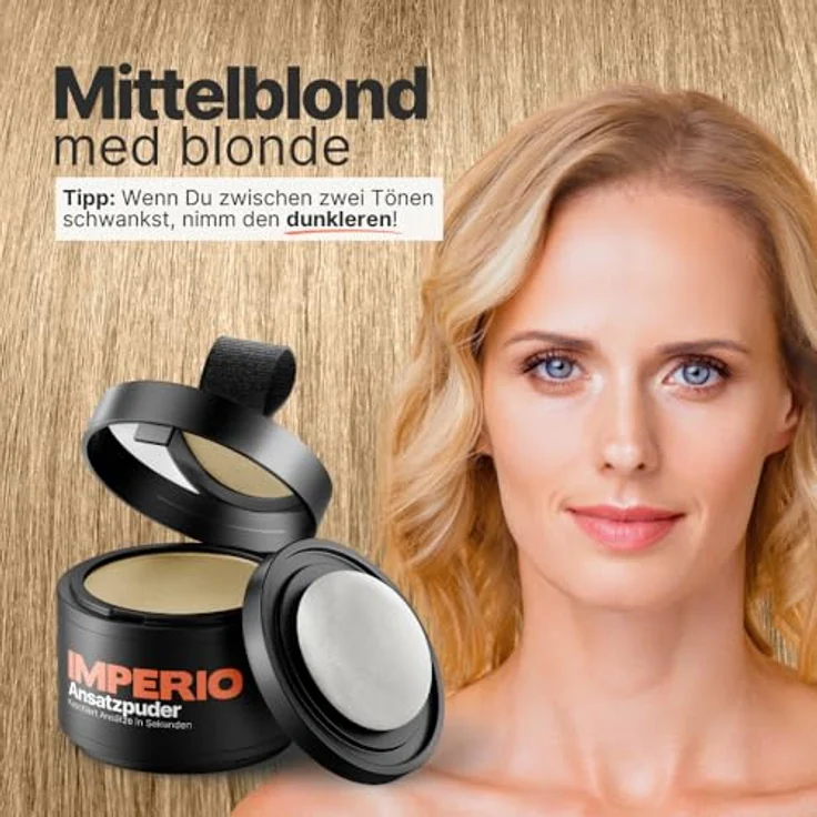 Imperio Root Powder Hair Concealer, wasserfestes Wurzelpuder zur Haardichte für Damen und Herren, Medium Blonde, 4g – Bild 3
