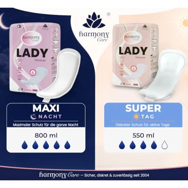 Harmony Care Lady Maxi Inkontinenz-Einlage – 800ml Saugleistung, 28 Stück, mit Auslaufschutz und Geruchskontrolle, diskret und komfortabel – Bild 3