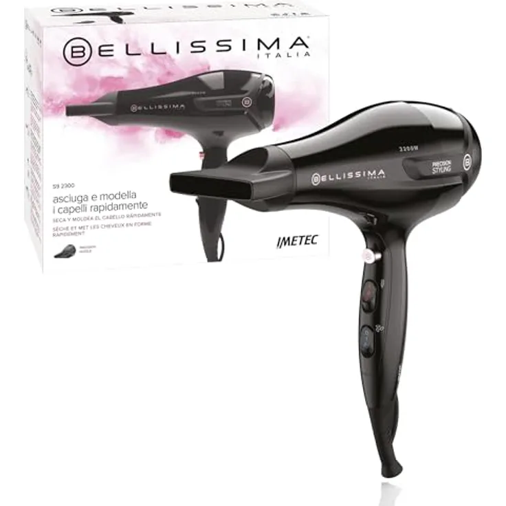 BELLISSIMA S9 2300, Schnellhaartrockner 2200W mit Stylingdüse, für alle Haartypen geeignet, kompaktes Design