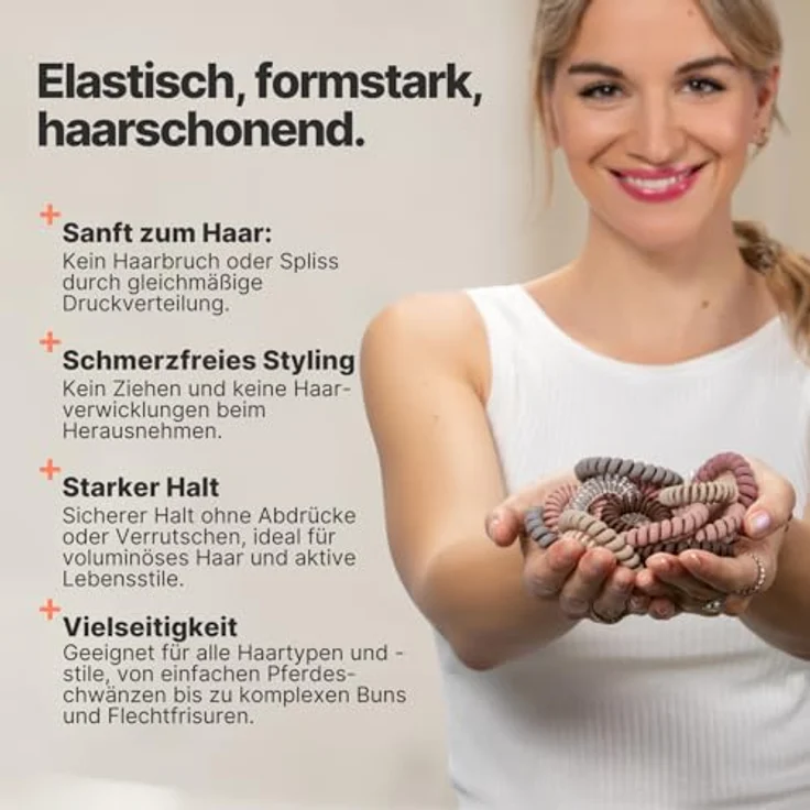 IMPERIO Spiral Haargummi, Premium Haargummi für Damen & Mädchen, transparent klein, verhindert Haarbruch, Spliss & Verknotungen – Bild 4
