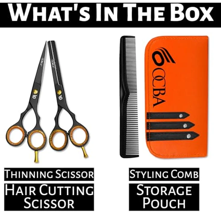 OCBA 6 Zoll Friseurschere, professionelle Haarschneideschere mit ergonomischem Design, schwarzer Satz für präzise Schnitte bei Friseuren und im Heimgebrauch – Bild 2