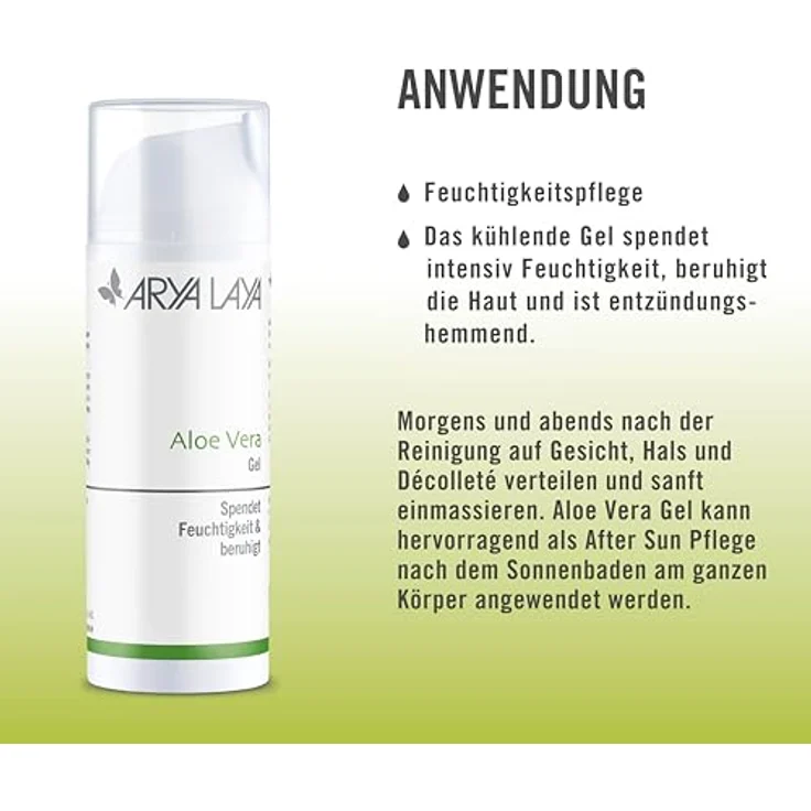 ARYA LAYA Aloe Vera Gel, 50 ml: kühlend, beruhigend & entzündungshemmend, vegan - maximale Feuchtigkeit für alle Hautbilder, After Sun Pflege – Bild 3