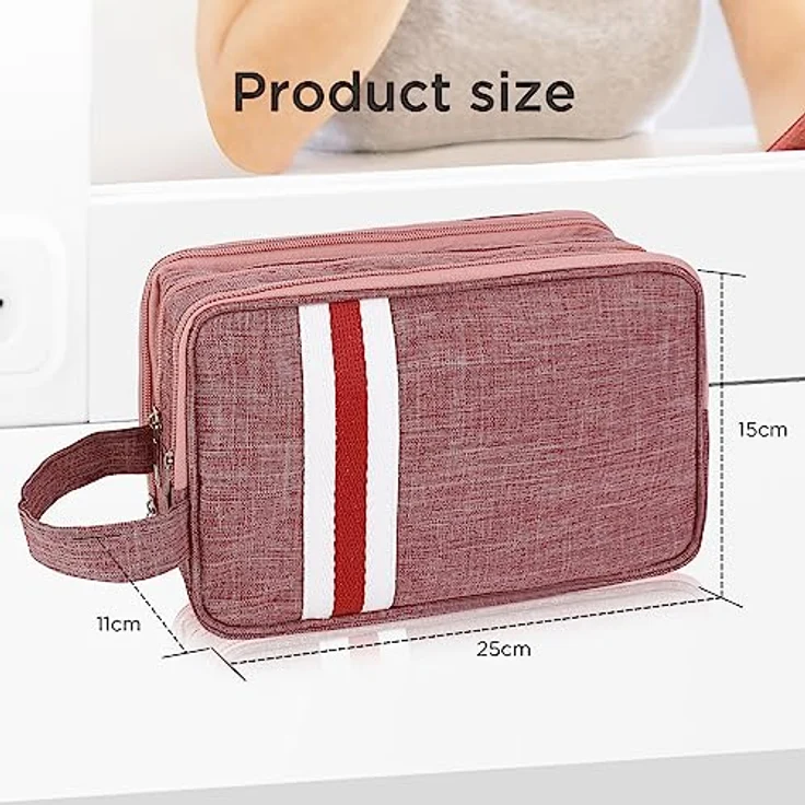 AiQInu Kulturtasche Damen, Reise Kulturbeutel Herren Oxford Tuch Wasserdicht Waschtasche Kosmetiktasche Reisezubehör Großer Stauraum (Rosa) – Bild 2
