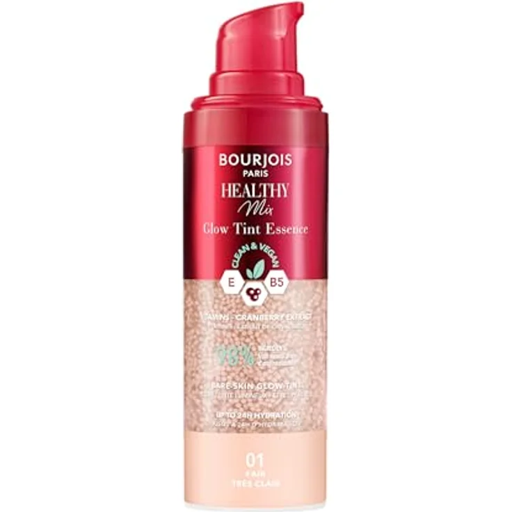 Bourjois Healthy Mix 01 Fair, Glow Tint Essence, Filter-Effekt für nackte Haut, strahlendes Finish, feuchtigkeitsspendende Farbe, erfrischende Textur, vegane und cleane Formel, 30 ml, Foundation – Bild 2