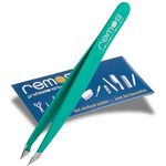 remos professional body care REMOS Kombipinzette Edelstahl [INOX] rostfrei 9.5 cm, 2in1 für Splitter und Haare, grün