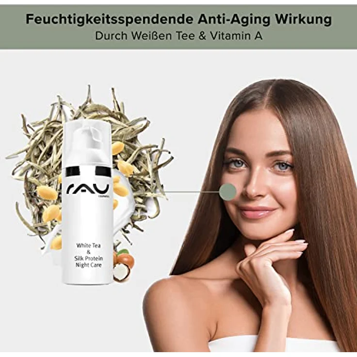 RAU Cosmetics RAU White Tea & Silk Protein Night Care 50 ml - Nachtcreme mit Seidenproteinen, Weißem Tee & Sheabutter - Anti-Aging Gesichtscreme für glatte & reine Haut – Bild 3