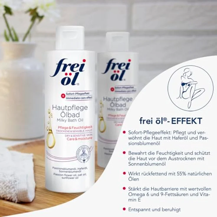 frei öl HautpflegeÖlbad, feuchtigkeitsspendendes Körperöl mit hochwertigen pflanzlichen Ölen, vegan, 200 ml – Bild 2