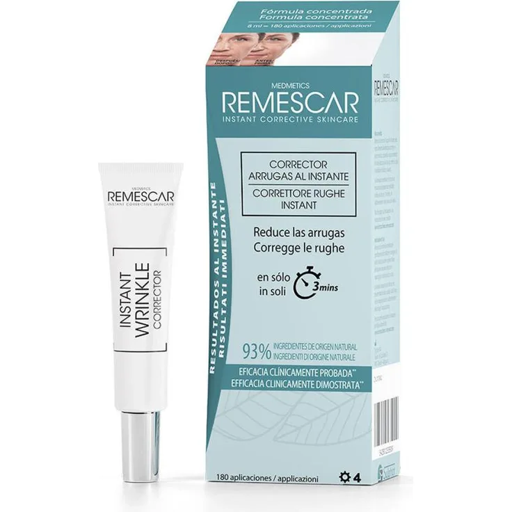 REMESCAR Sofortiger Faltenkorrektor 8 ml, Anti-Aging Gesichtscreme für alle Hauttypen mit natürlichen Extrakten