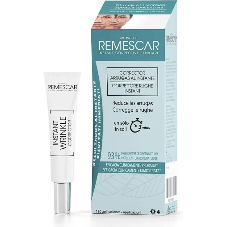 REMESCAR Sofortiger Faltenkorrektor 8 ml, Anti-Aging Gesichtscreme für alle Hauttypen mit natürlichen Extrakten