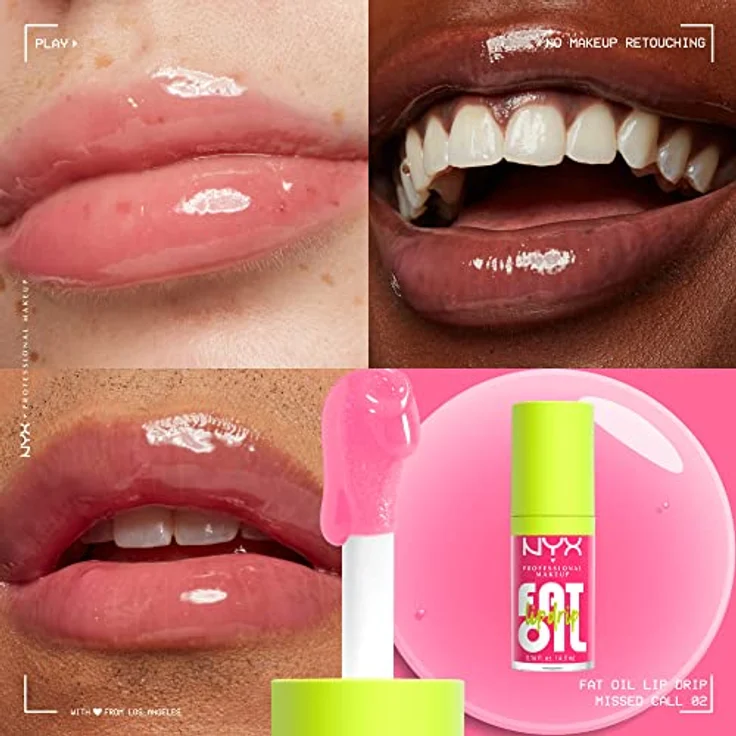 NYX Professional Makeup Fat Oil Lip Drip Lippenöl, hochglänzender Lipgloss in Farbton 02 Missed Call, 4,8 ml – Bild 2