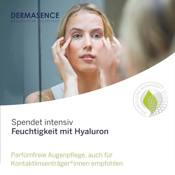 DERMASENCE Hyalusome Augenpflege, 15 ml - Spendet Feuchtigkeit, beruhigt und regeneriert die Haut am Auge - für die feuchtigkeitsarme Augenregion - mit Hyaluron und Grüner-Tee-Extrakt - parfümfrei – Bild 3