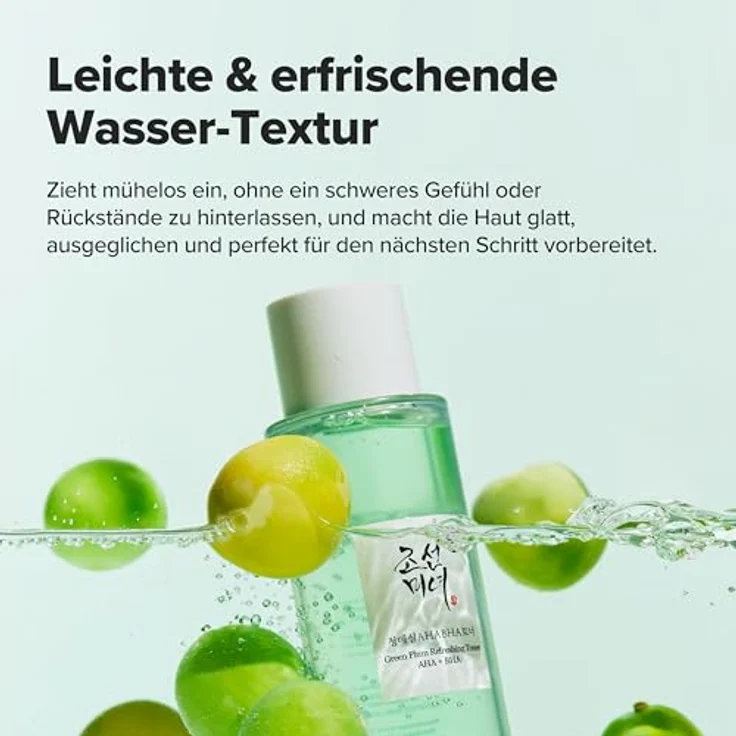 Beauty of Joseon Grünpflaume AHA BHA Toner erfrischende Gesichtsessenz Feuchtigkeitsspender mildes Peeling mit Salicylsäure 150ml für alle Hauttypen - Koreanische Hautpflege – Bild 8