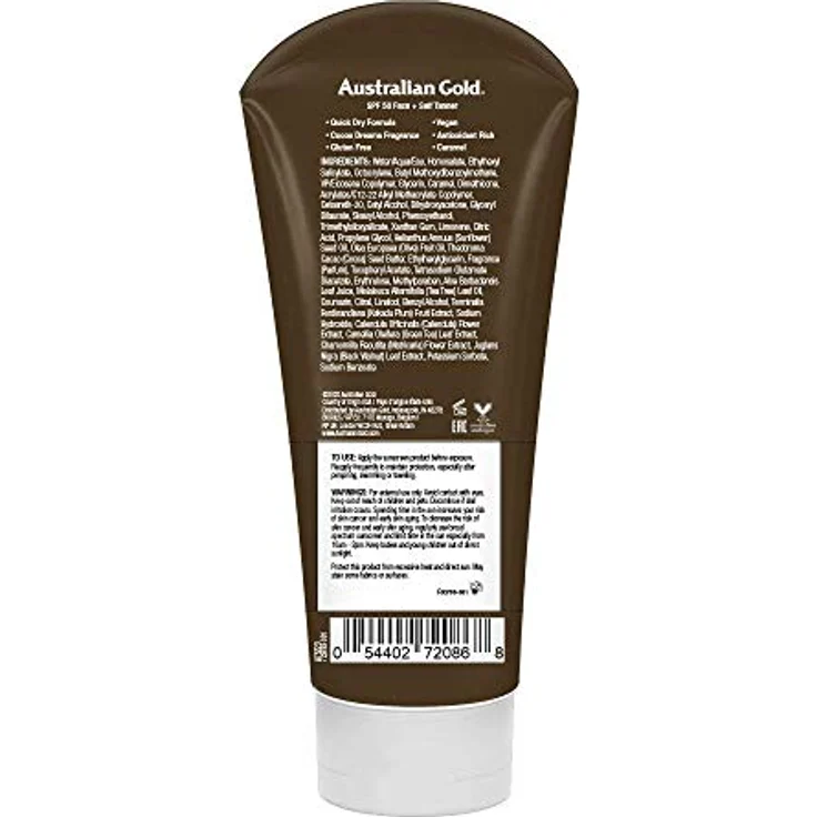 Australian Gold LSF 50 Face + Self Tanner - Sonnencreme - Sonnenlotion - 88 ml - Natürlicher Urlaubsteint - 24 Stunden Bräunungsentwicklung – Bild 2