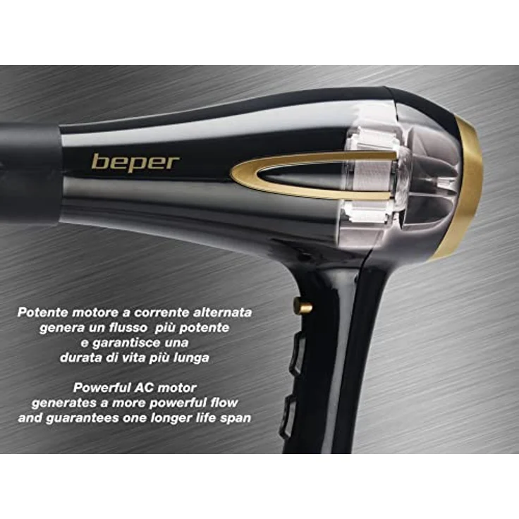 Beper P301ASC001 Haartrockner, 2200 Watt, 2 Geschwindigkeiten, schwarz – Bild 5