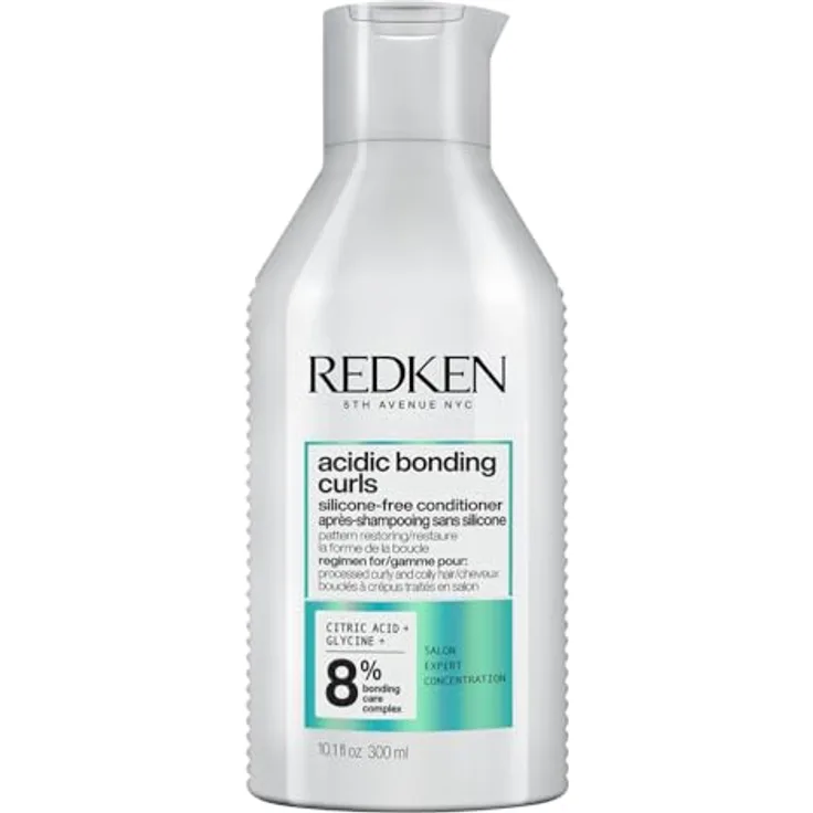 REDKEN Pflegende Spülung zur Regeneration der Struktur von behandelten, geschädigten Locken, Mit Zitronensäure und Glycin, Silikonfrei, Vegan, Acidic Bonding Curls Conditioner, 1 x 300 ml