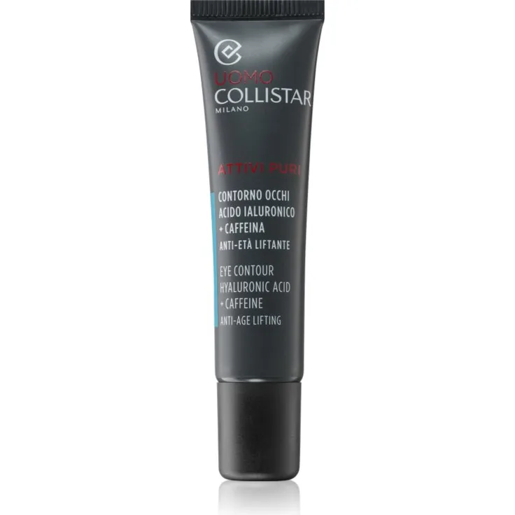 Collistar Linea Uomo Attivi Puri Eye Contour, Augencreme mit Hyaluronsäure und Koffein, aufhellend und anti-aging, 15 ml