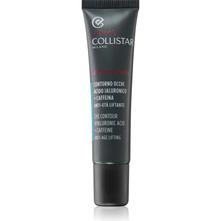 Collistar Linea Uomo Attivi Puri Eye Contour, Augencreme mit Hyaluronsäure und Koffein, aufhellend und anti-aging, 15 ml