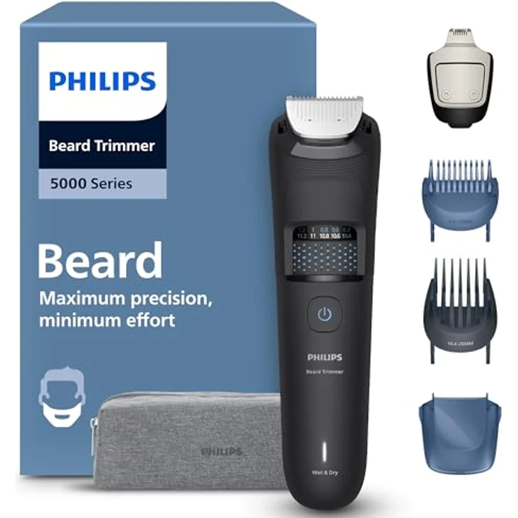 PHILIPS BT5765/15 Serie 5000 Bartschneider, selbstschärfende Metallklingen, 40 Schnittlängen, wasserfest, Lithium-Ionen-Akku – Bild 2