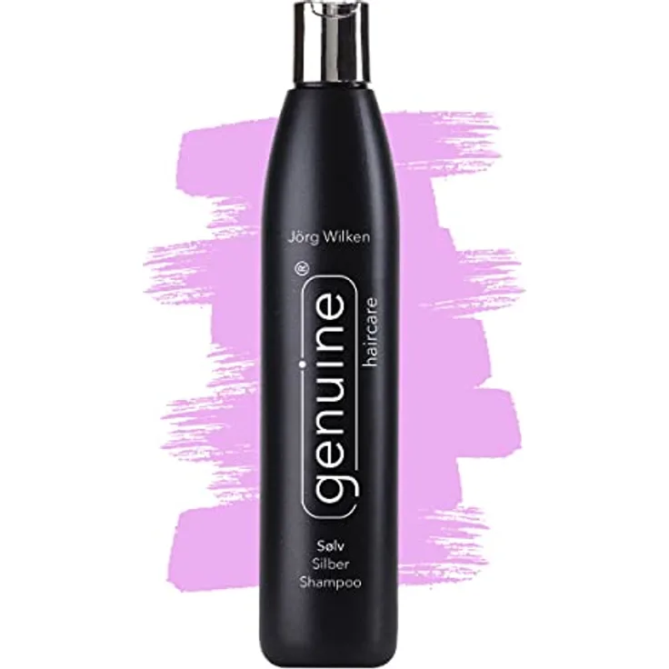 genuine haircare Solv Silbershampoo mit Keratin, gegen Gelbstich, für blondiertes, gesträhntes, silber/graues Haar, kräftigt Glanz & Haarfarbe, 100 ml