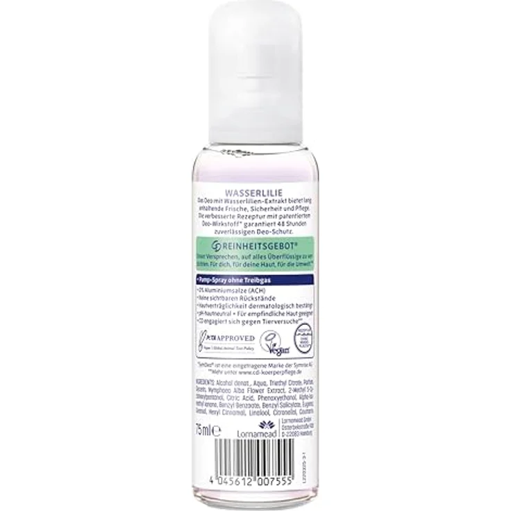 Cd Cd Deo Zerstäuber Wasserlilie Deodorant Ohne Aluminiumsalze Langanhaltender Schutz Für 24 H 75 ml – Bild 3