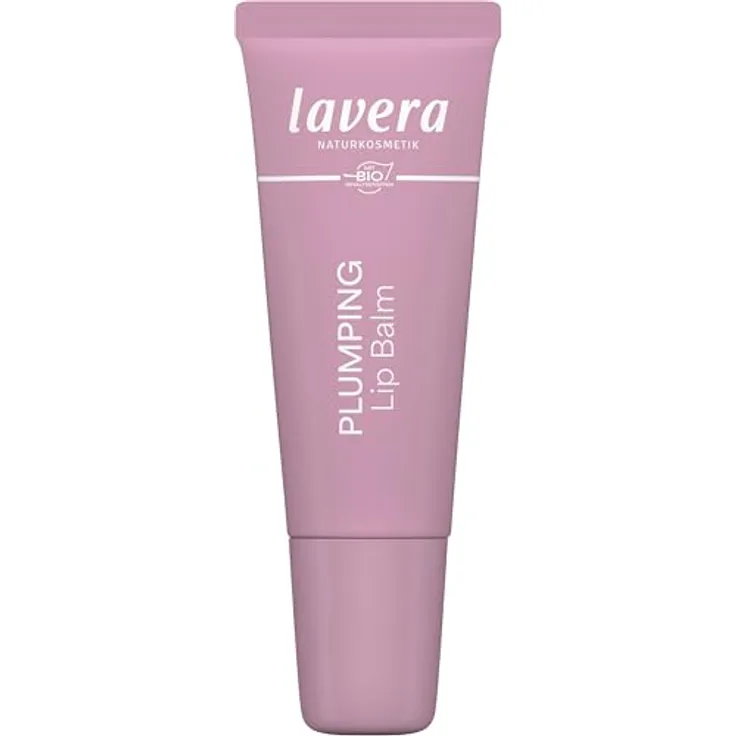 lavera Plumping Lippenbalsam, pflegt geschmeidig weich, rosa Finish, spendet Feuchtigkeit, glättet die Lippen, Naturkosmetik, 1 Stück