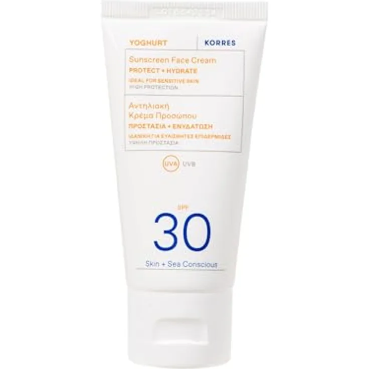 KORRES Yoghurt Sonnencreme für das Gesicht SPF30, 50 ml, für empfindliche Haut, nicht komedogen