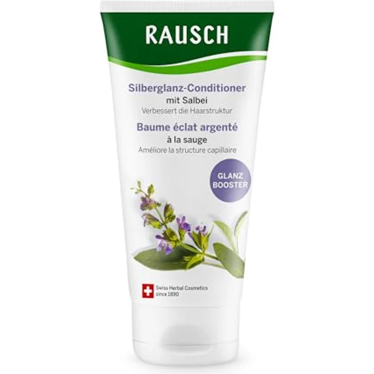 RAUSCH Silberglanz-Conditioner, 150 ml – kühle Nuancen & Neutralisierung des Gelbstichs für blondes & graues Haar, vegan & silikonfrei, hergestellt in der Schweiz – Bild 1