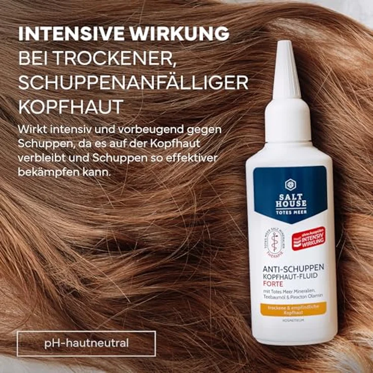 Salthouse Totes Meer Therapie Anti-Schuppen Kopfhaut-Fluid Forte, 75ml mit Mineralien und Teebaumöl zur intensiven Pflege und Feuchtigkeitsbindung – Bild 2