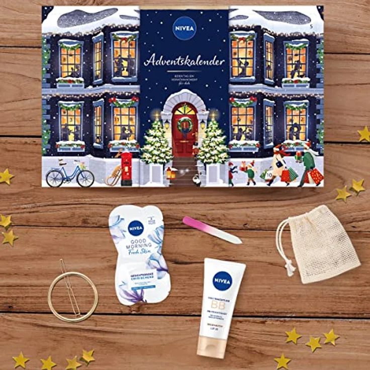 NIVEA Adventskalender 2023 mit 24 Türchen voller verwöhnender Überraschungen, Weihnachtskalender mit Pflegeprodukten & Accessoires, Pflegeset für die Adventszeit mit NIVEA und Labello Produkten – Bild 4
