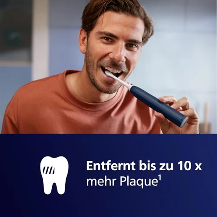 Philips Sonicare 6100, elektrische Schallzahnbürste mit 2 Putzmodi, 3 Intensitätsstufen, Andruckkontrolle, Reiseetui, Marineblau, Modell HX7403/01 – Bild 2