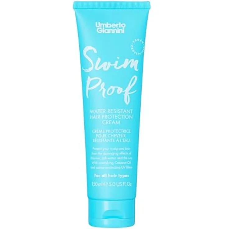 Umberto Giannini Swim Proof Hair Protecting Cream, 150 ml Leave-In-Creme mit UV-Schutz, schützt vor Sonnen-, Chlor- und Salzwasserschäden, vegan & tierversuchsfrei, mit Kokos- und Olivenöl