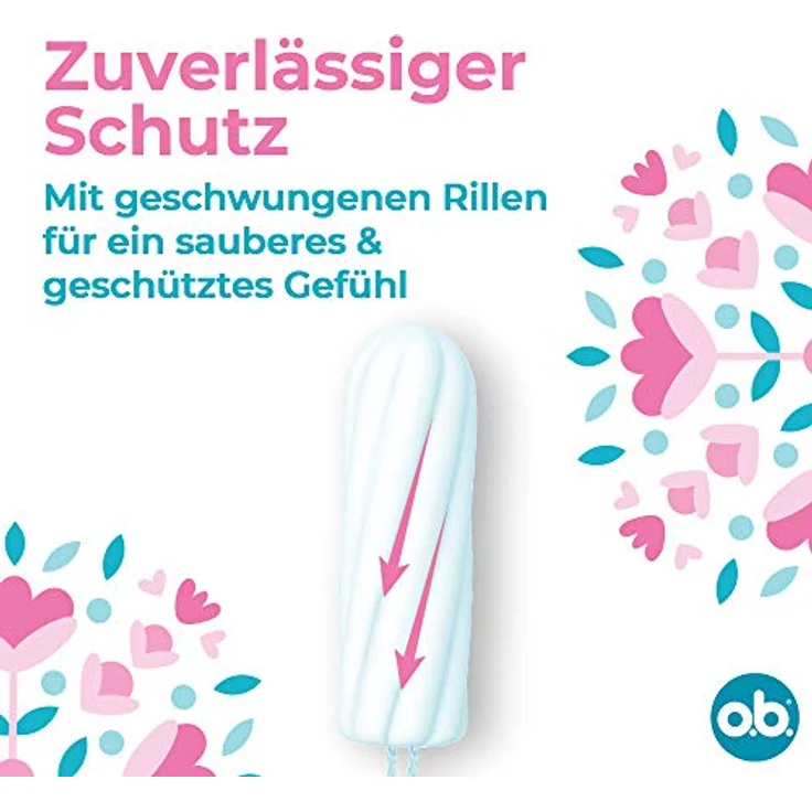 o.b. Original Tampons Normal, zuverlässiger Schutz mit StayDry Technologie und geschwungenen Rillen, ideal für mittlere bis stärkere Tage – Bild 2