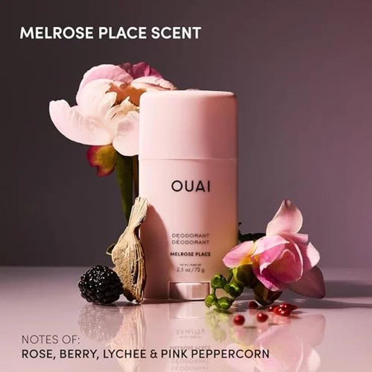 OUAI Aluminiumfreies Deodorant Melrose Place, 24-Stunden-Geruchsschutz mit Duftnoten von Rose, Beere, Litschi & rosa Pfefferkörnern, 72g – Bild 2