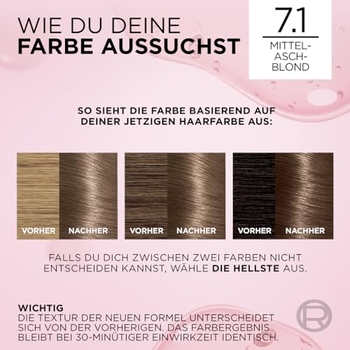 L'Oréal Paris Excellence Creme-Haarfärbe-Set – Permanent, 100% Grauabdeckung | Farbton 7.1 Aschblond | Mit Hyaluronsäure & Keratin