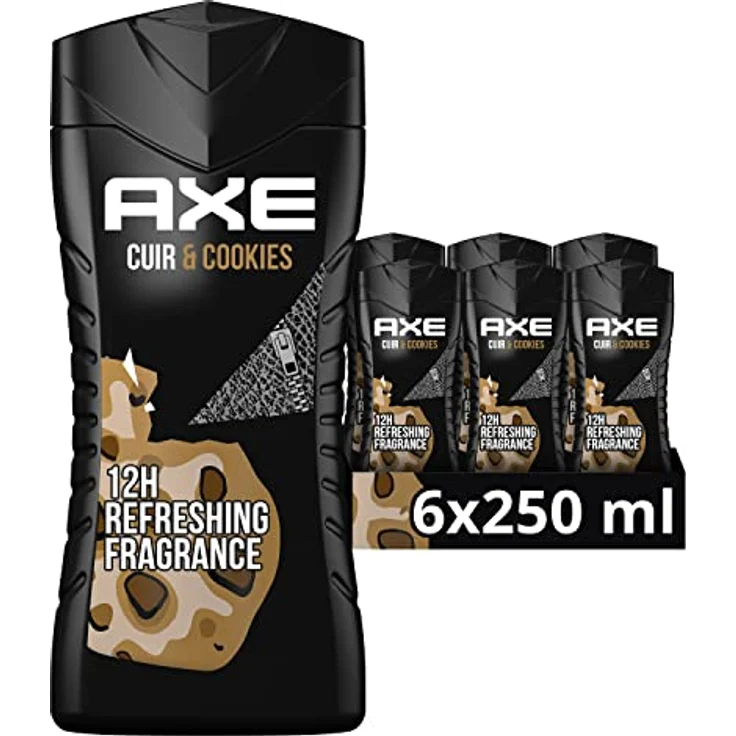 Axe Collision Leather & Cookies 3in1 Duschgel, auf Pflanzenbasis, 12h Schutz vor Körpergeruch, 6er Pack (6x 250 ml) – Bild 1