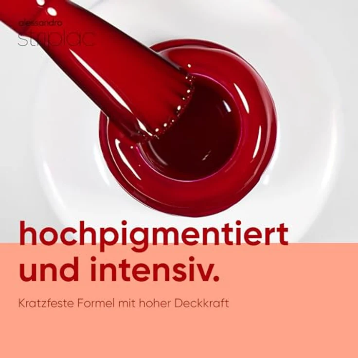 alessandro Striplac UV-Nagellack Red Paradise, kratzfest & deckend, hält bis zu 15 Tage, leicht aufzutragen, schonende Abziehtechnologie, vegan, rot, 6,5ml – Bild 3