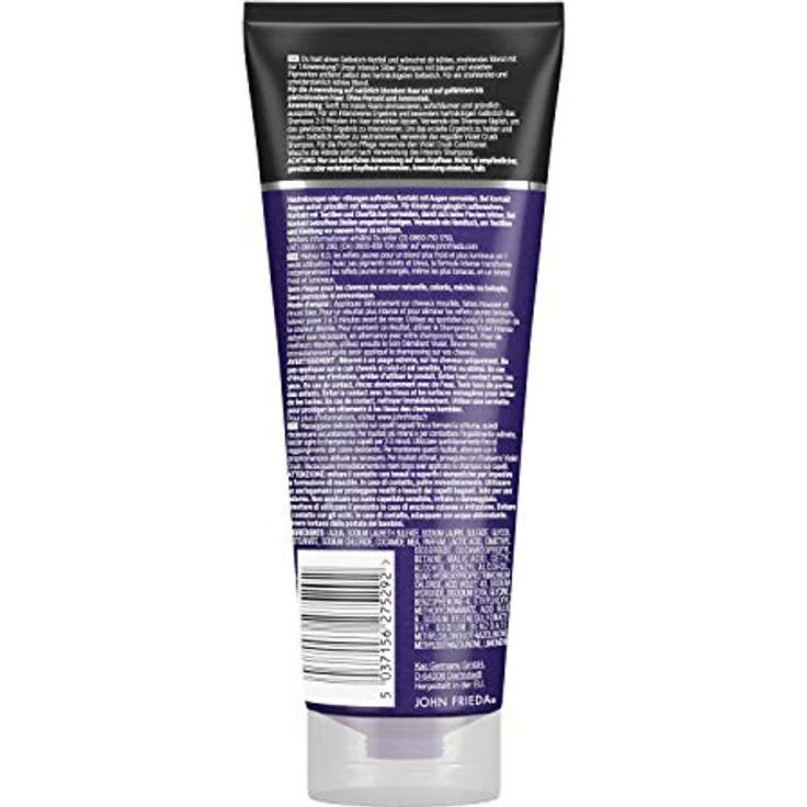 John Frieda Violet Crush Intensiv-Silber-Shampoo - Anti-Gelbstich - Auch gegen Orangetöne - Mit violetten Pigmenten, 250 ml – Bild 2