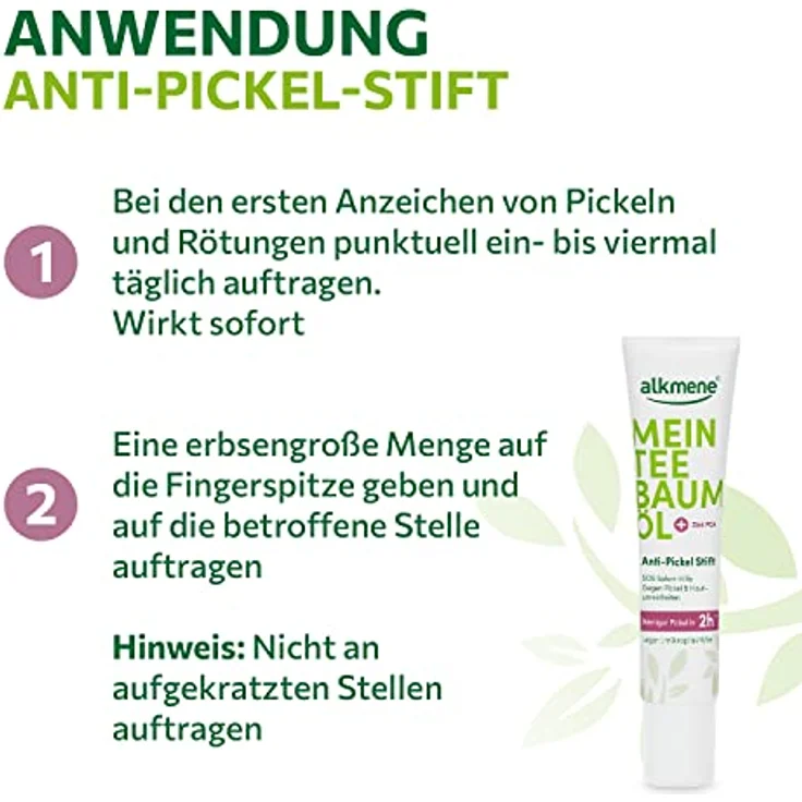 alkmene Pflegestift Teebaumöl Anti-Pickel-Stift, reduziert Hautunreinheiten in 2 Stunden, vegan, 15 ml – Bild 4