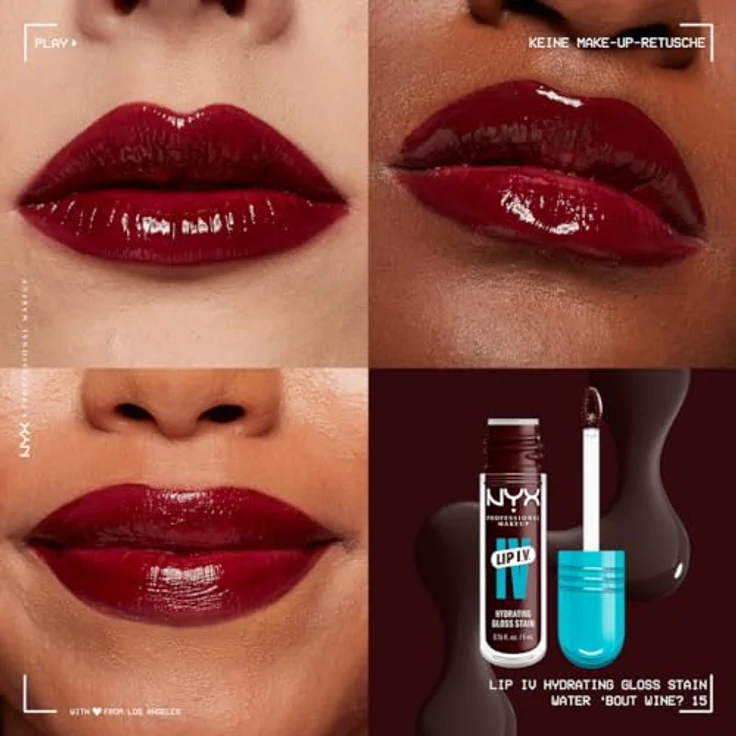 NYX Professional Makeup Lip IV, langlebiger Lipgloss mit feuchtigkeitsspendender Wirkung, Farbton 15 WATER BOUT WNE, 5 ml – Bild 2