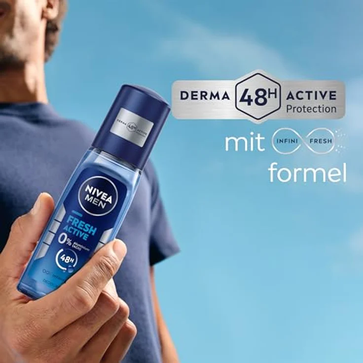 NIVEA MEN Fresh Active Deodorant Pumpspray, 75ml, aluminiumfreies Deo mit 48h Schutz und Meeresextrakten – Bild 4