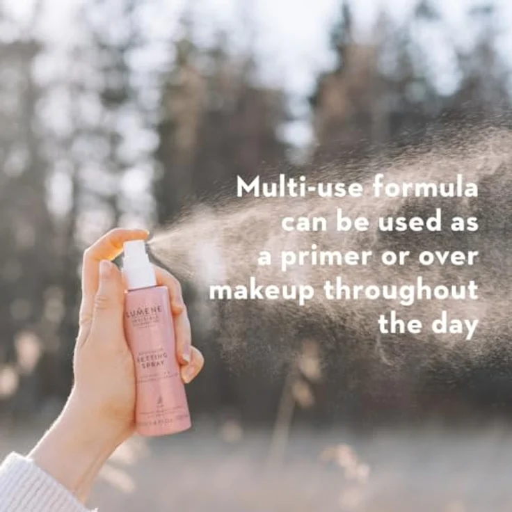 Lumene Invisible Illumination Dewy Glow Setting Spray, feuchtigkeitsspendendes Fixing Spray mit nordischem Weidenröschen und Algen, schwerelos – Bild 3