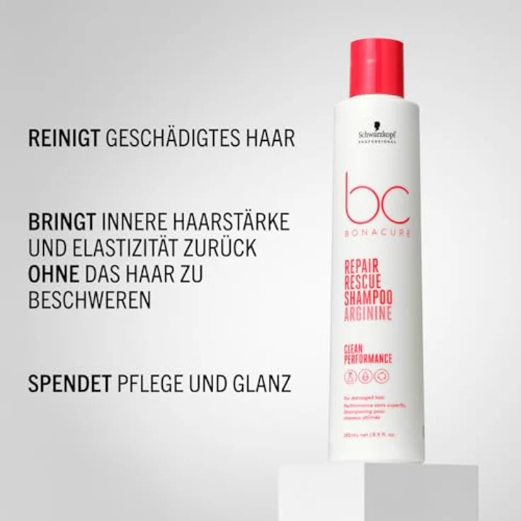 Schwarzkopf Professional Bonacure Repair Rescue Shampoo Für Strapaziertes Haar Veganer Pflegekomplex Arginin Hitzeschutz UV Schutz Feuchtigkeitsspendend Regeneration Frei Von Sulfaten 250 ml – Bild 3