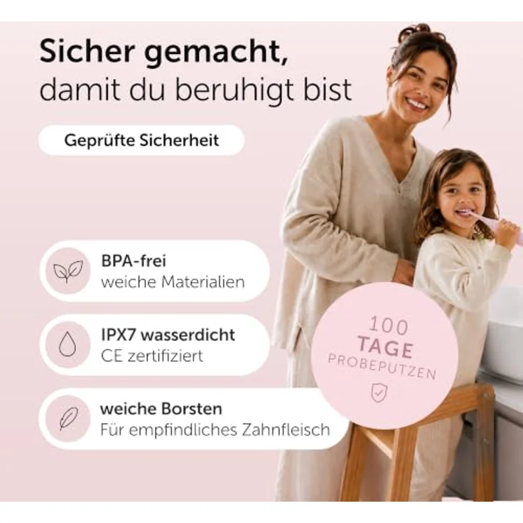 WonderSmile Wondersmile Kids Schallzahnbürste Fairy Rose - elektrische Zahnbürste ab 3 Jahren, 2 Putzmodi, 30 Tage Akku, induktive Ladestation – Bild 7