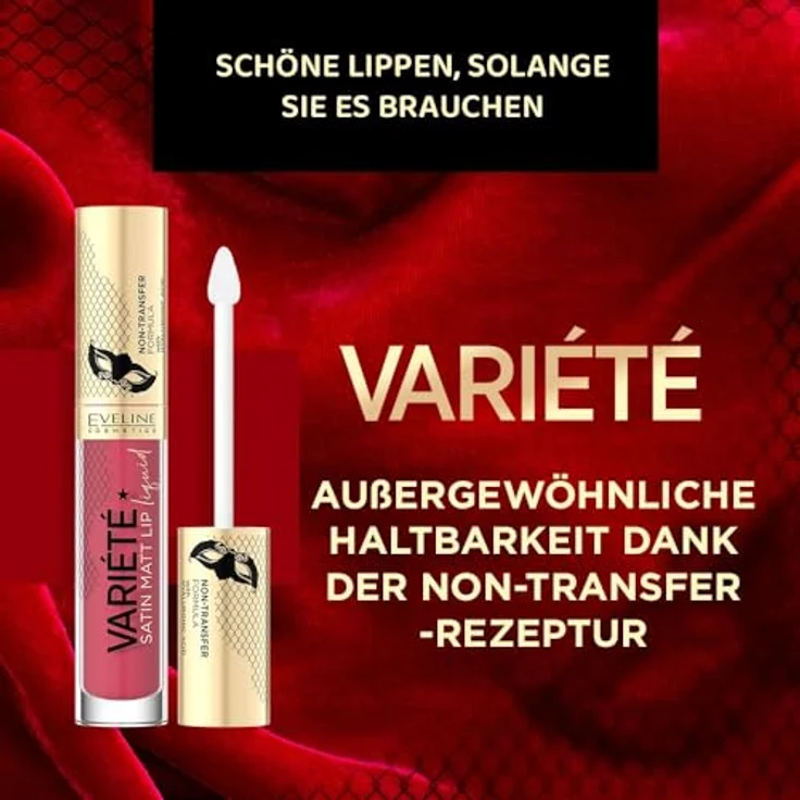Eveline Cosmetics Variété, flüssiger Lippenstift mit mattem Finish, Farbton 02 Raspberry Cream, 4,5 ml – Bild 4