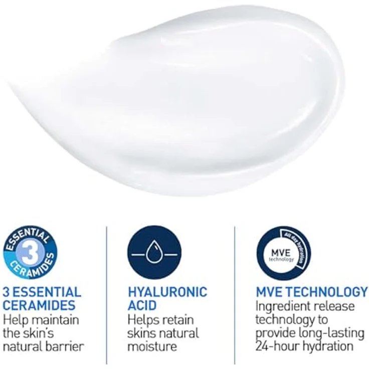 CeraVe Creme Gesicht & Körper Feuchtigkeitsspendende Creme 454 g mit feuchtigkeitsspendender Wirkung für trockene Haut – Bild 4