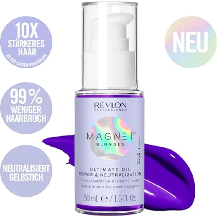 REVLON PROFESSIONAL Magnet Blondes Ultimate Haaröl – Reparatur und Neutralisierung für blondes, gebleichtes und weißes Haar – gegen gelbe Reflexe – reparierendes und neutralisierendes Veilchenöl, 30 ml – Bild 2