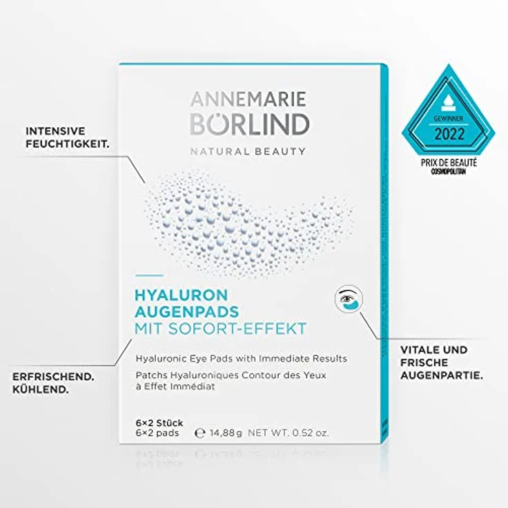 Annemarie Börlind Hyaluron Augenpads 6x2 Stück, Augenpads, Anti-Aging, mit botanischer Hyaluronsäure und Konjakwurzel – Bild 3